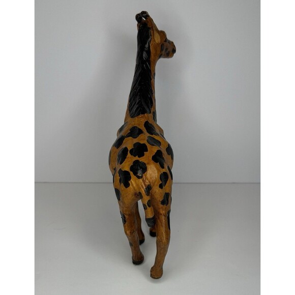 Leather Giraffe figurine 9.5" bookcase decor or coffee table decor. - Picture 6 of 8